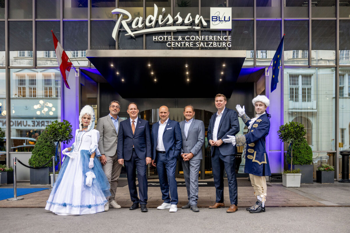 Joep Peeters, Radisson, Rolan Mittermair,  Hoteldirektor, GHC Hotel Group, Sascha Hampe, Jörg , GCH, Schiffmann, GCH,  Max Gross, Radisson, Radisson Blue, Salzburg, Rebranding Party, 20260521,   (c) wildbild